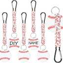 Eyourlife 6PCs Ball Braided Lanyard Keychain, Ball Keychain with Hook and DIY Card, Backpack Charms Team Gifts for Sport Fan