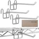 4 Pcs Accessory Hooks for Wire Shelving with Rubber Cover Heavy Duty Metal Hooks for Hanging Kitchen Utensils Wire Shelf Accessories Room Organization (Silver)