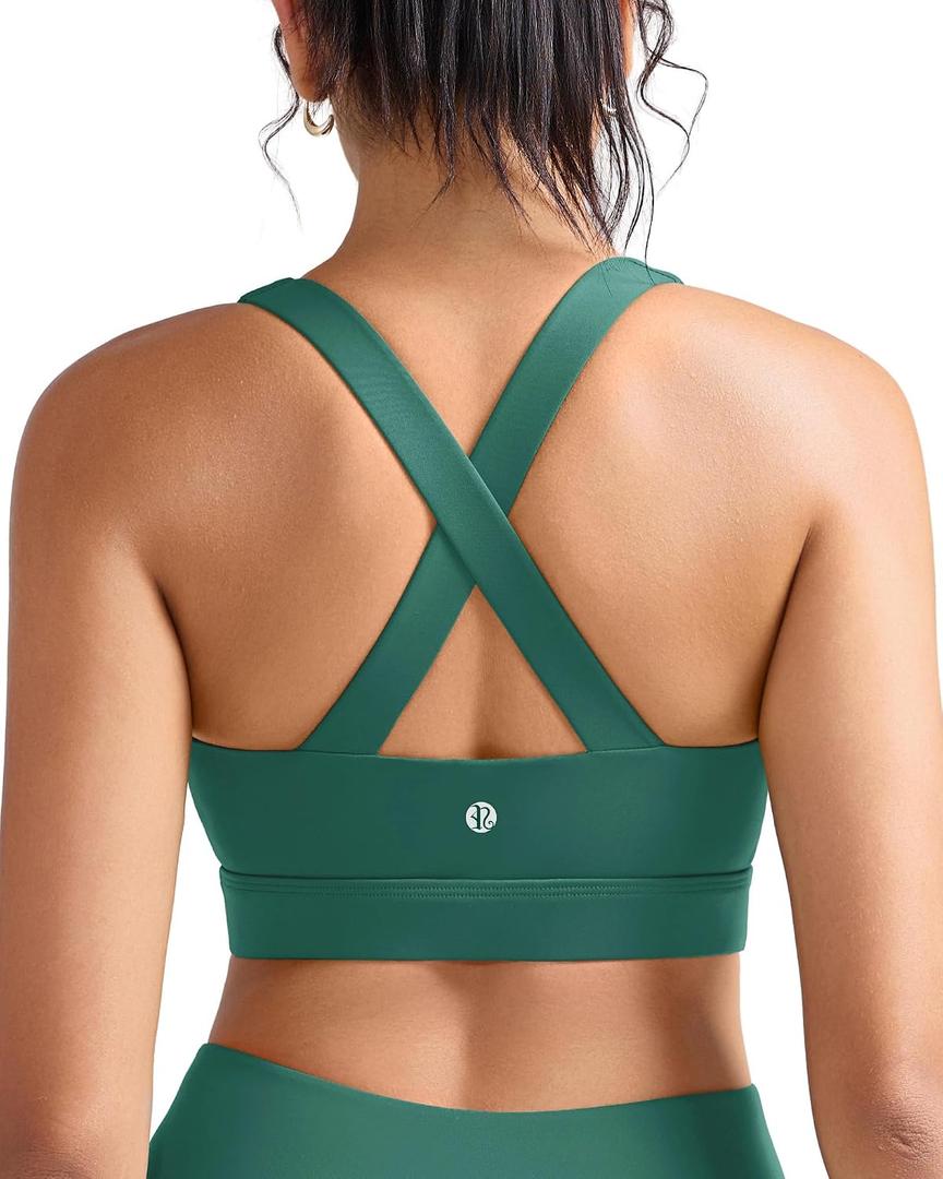 RUNNING GIRL Sports Bra for Women,Molded Cup Strappy Running High Impact Sports Bra with Sewn in Pads, XL