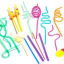 TalkTools Premium Drinking Crazy Straws - Fun Drinking Straws Silly Colorful Drinking Straws Crazy Straws For Kids Colorful Reusable Swirly Twisty Loop Straws For Party - 17pack