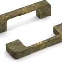 Rergy Cabinet Pulls Kitchen Handles for Cabinets, 2Pack Antique Brass 3inch Hole Center, Square Drawer Hardware Zinc Alloy Dresser Handle for Cupboard (3"/76MM Hole Center)