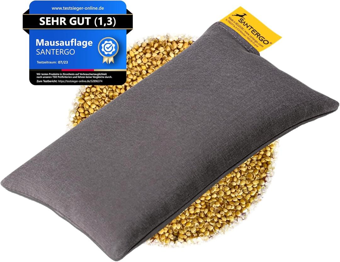 Mouse pad Wrist Rest - Ergonomic Palm Support Made of Organic Millet Chaff, Anti-tendonitis Problem for Computer Mouse, Relieve Wrists, Cushion Support in Gray