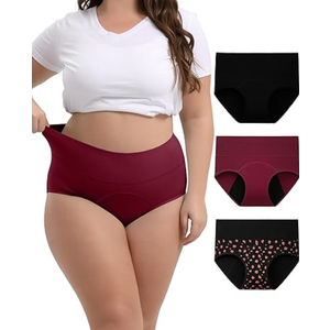 INNERSY Period Underwear for Women High Waisted Leak-Proof Postpartum Menstrual Panties 3-Pack, 4XL