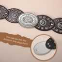 WHIPPY Women Disc Concho Leather Belt Western Cowgirl Wide Belt Vintage Boho Country Oval Waist Belt for Music Festival Dress (Brown)