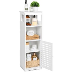 Small Bathroom Storage Cabinet, White Floor Standing Storage Cabinet Home Furniture Shelf,Suitable for Toilet Bedroom Kitchen Living Room