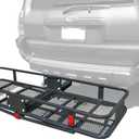 MaxxHaul 70103 500 lb. Capacity Steel Hitch Mount Folding Cargo Carrier Mesh Basket Fits 2 inch Hitch Receiver 60 x 21 x 6.5 in For Car SUV Pickup Truck Van Camping Traveling