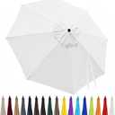 10ft Patio Umbrella Replacement Canopy 8 Ribs, Waterproof & Fade Resistant Market Umbrella Cover, Thickened Polyester Fabric for Backyard, Garden and Pool (Canopy Only) (White)