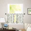 VOGOL Short Kitchen Curtains, 24 Inch Length Grey Small Window Curtains for Bathroom Laundry Room Basement, Rod Pocket Lovely Birds Print Window Drapes, 30 x 24, 2 Panels
