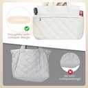 Tote Bag for Women, 15.6 Inch Laptop Bag, Large Quilted Work Shoulder Bag Ultra Lightweight Puffer Handbag for Travel (23L, Beige)