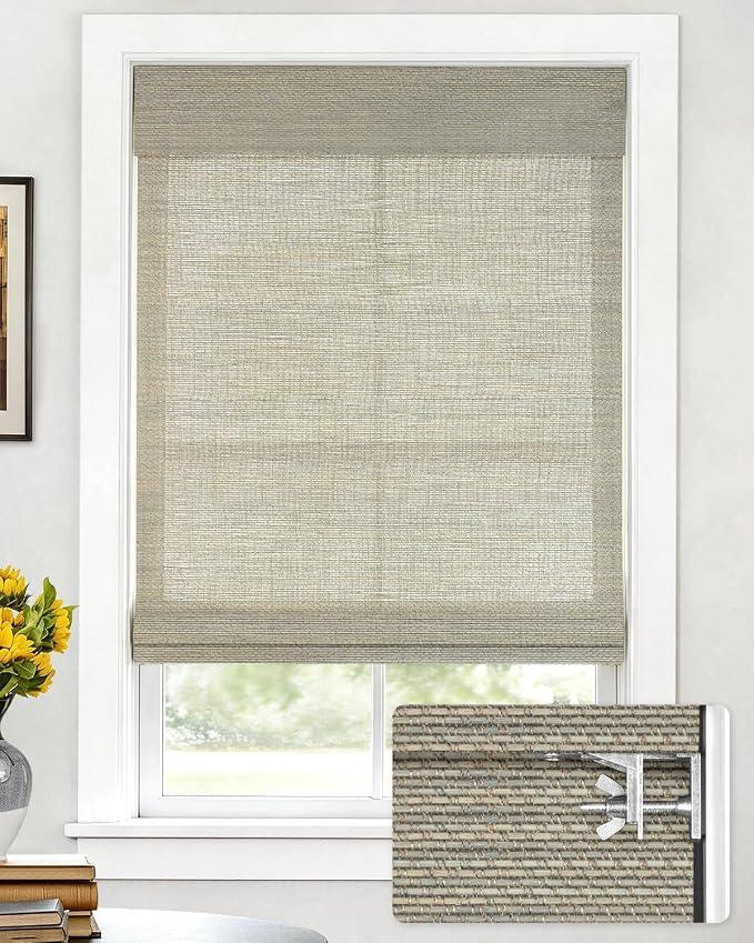 LazBlinds No Drill Bamboo Roman Shades, 34" W x 64" H, Star-Grey
Light Filtering Blinds, Real Natural Bamboo Material, Easy to install