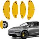 Brake Caliper Covers For Tesla Model Y Juniper 2025-202619 20 Inch Wheel Front and Rear Brake Caliper Covers 4 Pcs For Model Y Juniper Accessories (Yellow)
