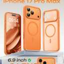 TOCOL for iPhone 17 Pro Max Case, Compatible with Magsafe Charger, Full Camera Protection, Translucent Matte for iPhone 17 Pro Max Phone Case 6.9 inch (Orange)