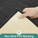 HOMEIDEAS Bathroom Rugs Set 2 Pieces, Ultra Soft Non Slip Absorbent Chenille Toilet Bath Mat Set (Charcoal/Dark Grey)