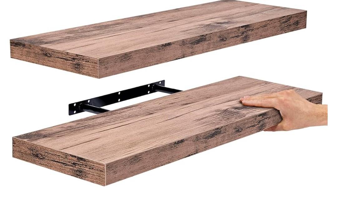 Sorbus Floating Shelves for Wall - 24" Bathroom Shelves, Wall Decor for Bedroom, Kitchen, Living Room, Home Decor & Book Storage - Mounted Floating Shelf with Invisible Brackets (Mahogany, 2 Pack)