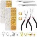 Jump Rings for Jewelry Making Kit (2400PCS Silver & Gold) Open Jump Rings with Pliers, Tweezers, Lobster Clasps, and Jump Ring Opener for DIY Necklace, Bracelet & Earring Repair Supplies