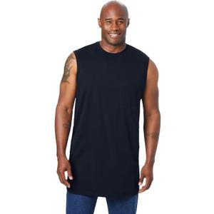 KingSize Men's Big & Tall Shrink-Less Longer-Length Lightweight Muscle Pocket Tee (3X-Large Big, Black)
