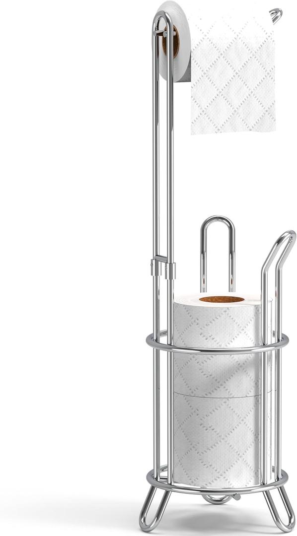 Simple Houseware Bathroom Toilet Tissue Paper Roll Storage Holder Stand, Chrome