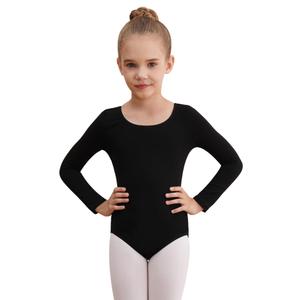 WEGETIT Long Sleeve Leotards for Girls Gymnastics Toddler Ballet Leotard Girls Dance Shirts Bodysuit (Black,68Years)