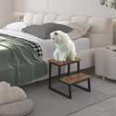 Step Stool for Adults,Holds up to 500Lb,Heavy Duty Sturdy Two Step Stool for Kichen/Bathroom/High beds, Wooden&Metal Frame, Non-Slip Pads (Brown)