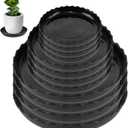 12 Packs Wave Plant Saucer - Plastic Flower Pot Drip Trays/Durable Heavy Duty Black Plant Tray for Indoor and Out Door Plant(6/8/10 inch)
