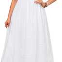 Plus Size Summer Dress - 2025 Graduation Beach Wedding Guest Tie Front Maxi Sundress (White)