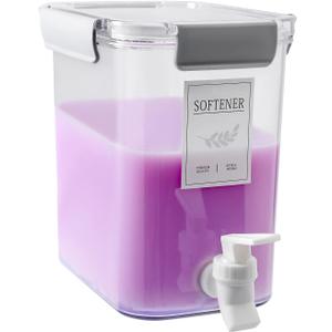 Laundry Detergent Dispenser Beverage Refrigerated Bucket with Faucet Fabric Softener Container for Detergent, Lemonade Juice, Milk, Fabric Softener, Bleaching Agent, 124oz, Grey (Gray)
