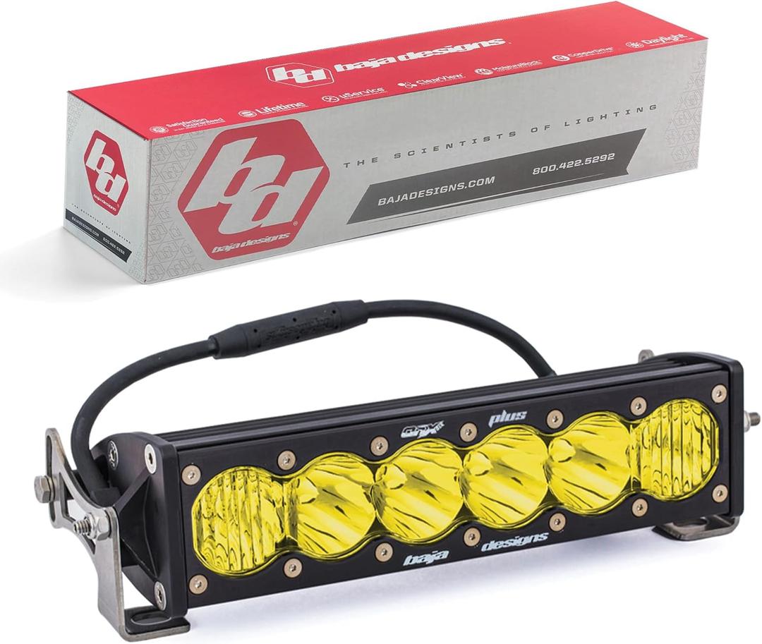 Baja Designs OnX6+ Straight LED Light Bar 10-inch for Jeeps, Off-Road 4x4, Trucks, UTV, ATV, SUV (Driving Combo; Amber)