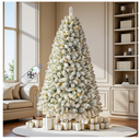 7.5 FT Pre-lit Snow Flocked Christmas Tree Spruce with Remote Control, 350 Warm White Multi-Color Changing LED Lights, Artificial Hinged/Feel Real/Realistic for Home, Dual Color LED