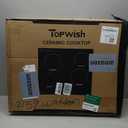 TOPWISH 24 Inch Electric Cooktop, 4 Burners Built-in Electric Stove Top Hot Plate, 6000W Drop-in Ceramic Cooktop Kitchen Stoves with Touch Control, Safety Lock, Timer, 220-240v (Hard Wired No Plug)