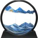 Muyan Moving Sand Art Picture Sandscapes in Motion Round Glass 3D Deep Sea Sand Art for Adult Large Desktop Art (Blue, 7 Inch)