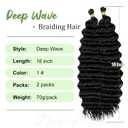 Eerya Long Curly Braiding Hair 18 Inch 2 Packs Ocean Wave Crochet Hair for Black Women Deep Wave Braiding Hair for Boho Braids(18inch,#1)