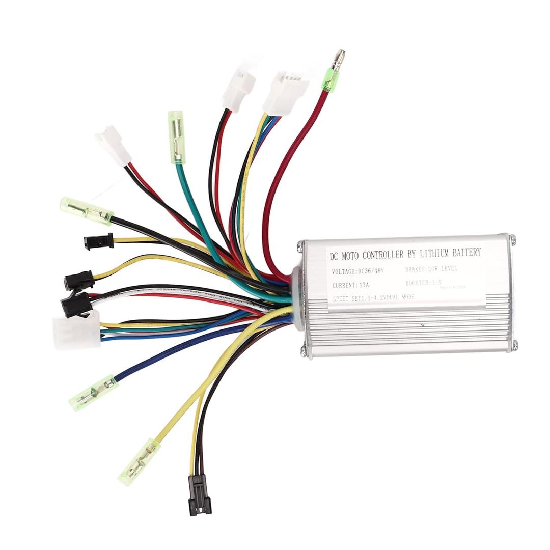 Electric Motor Controller, 36V / 48V / 17A DC Motor Controller with Wire Harness, Lithium Battery Brushless Controller for Electric Bicycle E-Bike Scooter