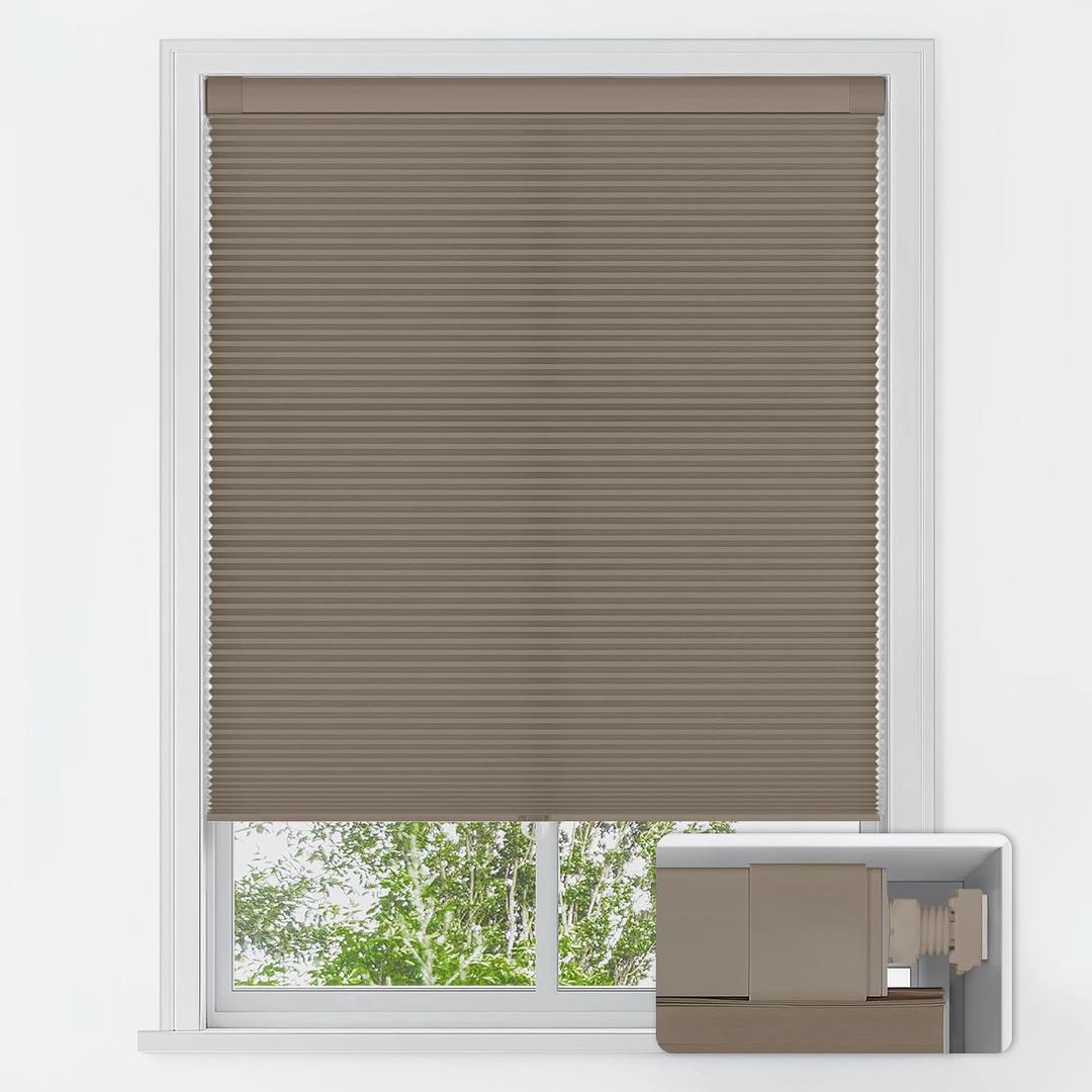 LazBlinds No Drill Cordless Cellular Shades, 29" W x 48" H, Taupe
Soft Light Filtering Fabric Protects Privacy, With Thermal Insulation & Noise Reduction, Safe Cordless Design for Kids & Pets