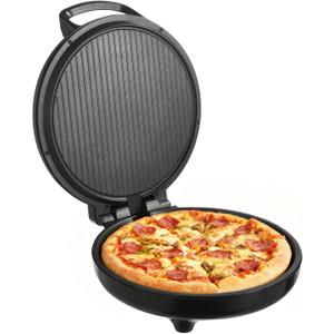 VEVOR Pizza Oven, 12 in Electric Pizza Maker, 1200W Electric Pizzas Cooker with Non-Stick Coating, 180 Open for Dual Side Baking, Heats up to 410 F, Multi-Function Cooking, for Pizzas, Barbecue