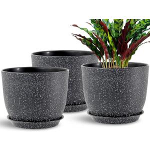10 inch 3 Pack Flower Pots Home Decorative with Holes Planters House Plant Pots for Garden Plants for Planting Lovers Gifts Idea, Speckled Black Match with All Plants 10 inch 3 Pack Flower Pots Home Decorative with Holes Planters House Plant Pots for Garden Plants for Planting Lovers Gifts Idea, Speckled Black Match with All Plants