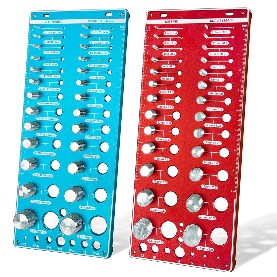 Upgrade Thread Checker, 70 Nut and Bolt Thread Checker with Magnetic Base & WallMountable, Bolt Size Finder with 26 Standard & 26Metric & 18 Drill Bit Gauge, Bolt and Nut ldentifier Gauge