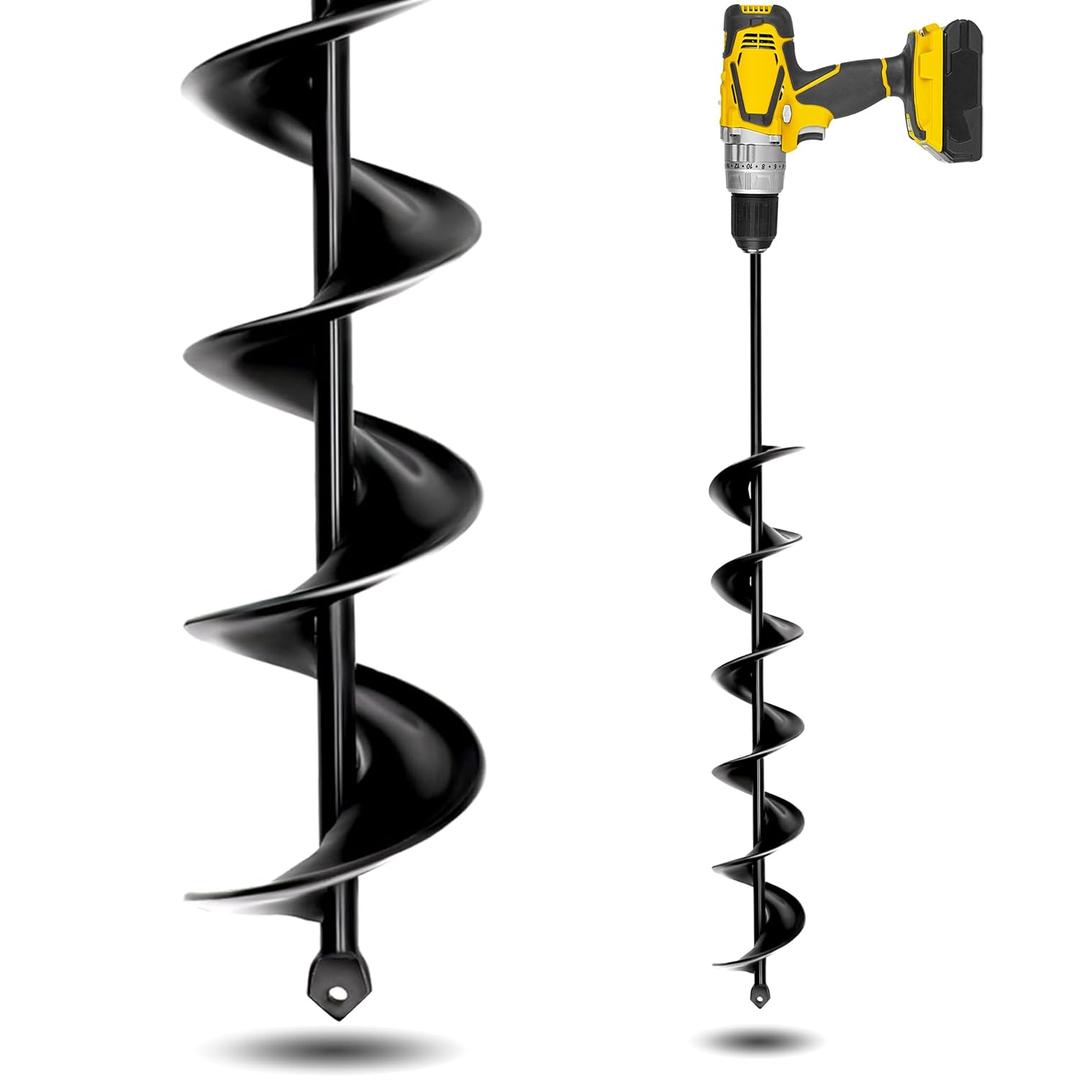 3" x 24" Garden Auger Drill Bit for Planting and Post Hole Digging - Upgraded Spiral Design, Solid Shaft - Hex Driver Drill Compatible