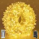 Outdoor String Lights 600LED 98FT, Waterproof String Lights with Remote and Timer, 8 Modes Dimmable Fairy Lights for Indoor Outdoor Wedding Party Holiday Decorations (Warm White)