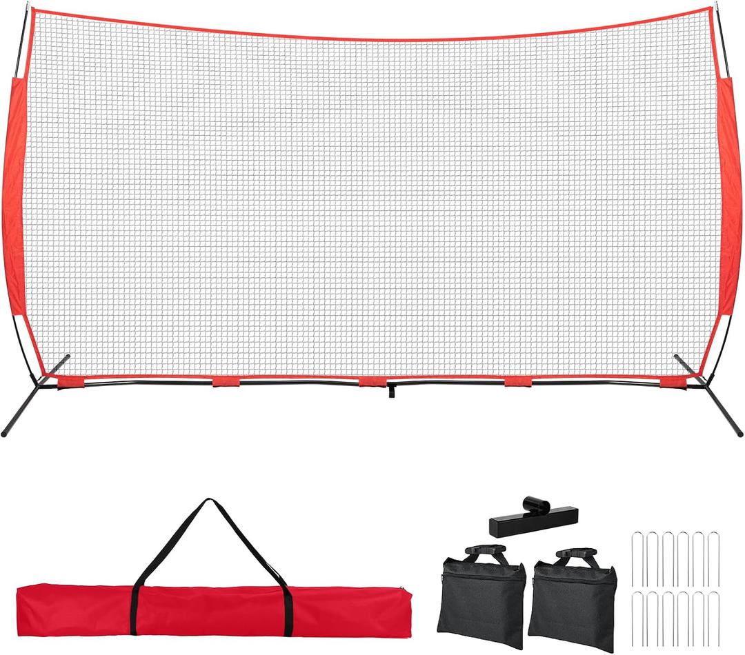 7x7ft /10x16ft /10x20ft Portable Sport Net with Handbag and 12 Ground Nails. Stable Backstop Net for Softball, Lacrosse, Soccer, Baseball. Ball Stop Equipment for Backyard Garden TrainingOnly Block