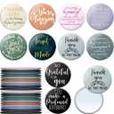 Thyle 50 Pcs Valentines Inspirational Compact Mirror Bulk Employee Appreciation Gift 2.76'' Round Portable Pocket Mirror Thank You Gift for Women Office Group Gifts Nurse Volunteer (Classic Color) (Silver/Gray)