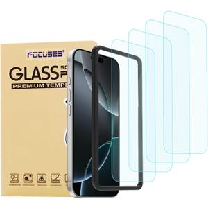 4 Pack Anti Blue Light Screen Protector for iPhone 16 Pro [6.3 inch] with Installation Frame,9H+ Anti Blue Light Tempered Glass, Anti-Scratch, Case Friendly