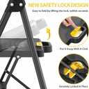 KINGRACK 3 Step Ladder, Sturdy Steel Step Stool with Anti-Slip Wide Pedals, Handrail, Safe-Lock Design, Pass 800lbs Load Testing, Folding Portable Ladder for Multi-Purpose, Home, Kitchen, Black