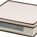 Household Essentials Charger Plate Storage Box, Holds 12 Plates with Felt Protectors and a Windowed Panel, Gray and Black Trim