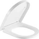 Toilet Seat D Shape Soft Close Quick Release Easy Clean Toilet Seat Replacement with Non-Slip Bumpers for Bathroom White