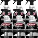Weiman Stainless Steel Cleaner & Polish, 6 Pack, Anti Fingerprint Spray, Water Spots & Grease, No Streaks or Residue, Safe for Metal Polish, Chrome, Appliances, Fridge, Sinks & Grills
