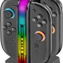 Switch 2 Controller Charger Dock for 2025 Nintendo Switch 2 JoyCon, 2.5H Fast Magnetic Charging Station with LED RGB & Indicator, Compact Joy-Con 2 Detachable Charging Accessories with Cable Protector