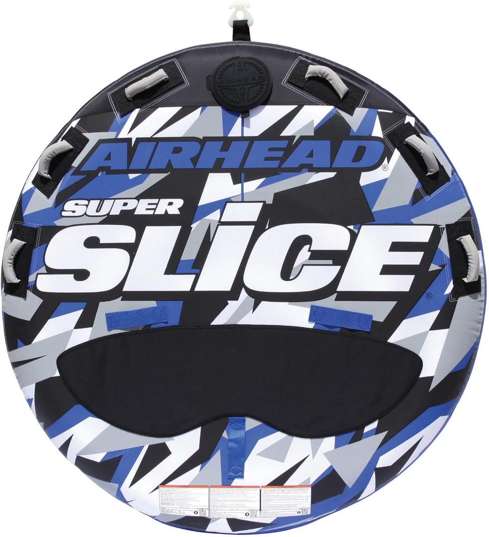 Airhead Slice Towable 2-4 Rider Models, Tube for Boating and Water Sports, Heavy Duty Full Nylon Cover with Zipper, EVA Foam Pads, and Patented Speed Safety Valve for Easy Inflating & Deflating, Standard