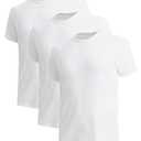 BAMBOO COOL Men’s Undershirts Slim Fit Creweck, Breathable Moisture-Wicking T-Shirts, Soft Stretch White Tees for Men, 3 Pack M