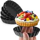 Gutsdoor Mini Tart Pan 4 Inch with Removable Bottom Quiche Pan Nonstick Round Quiche Pie Pan, Set of 6
