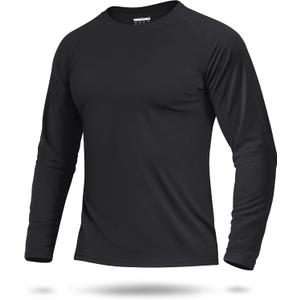 Boladeci Men's UPF 50+ Sun Protection UV SPF Shirts Long Sleeve Lightweight Quick Dry Swim T-Shirts Rash Guard (Black, S)